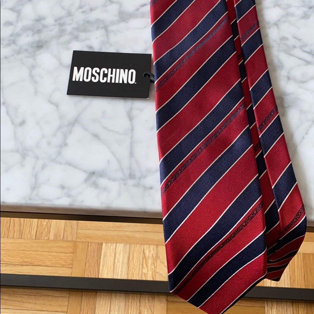 Moschino Tie - Red, white and Blue Stripe